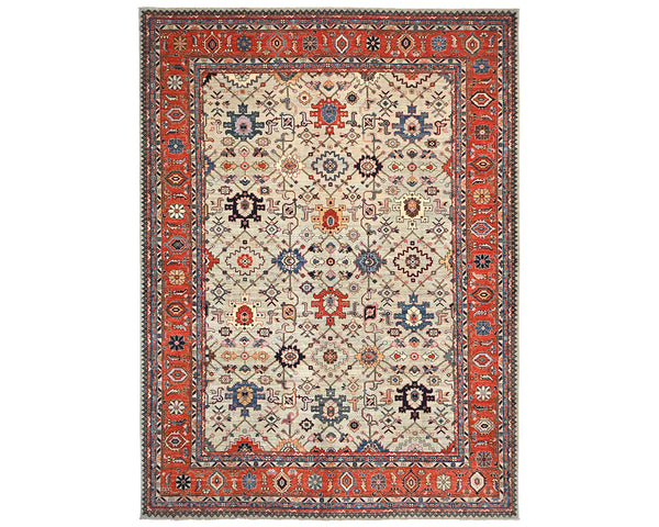 9x12 Gray Aryana Afghan Hand Knotted Veg Dye Wool Area Rug